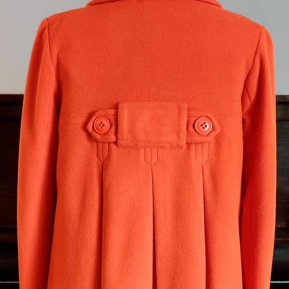 EUC Orange Double-breasted A-line Swing Coat Jacket Small Petit Veste - Picture 4 of 7
